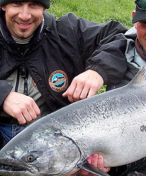 two guys thrilled with their giant king salmon
