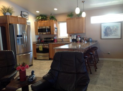 The deluxe kitchen in the Mackey Lake Cottage.