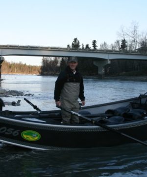 Mark Glassmaker in his new 19 foot Willie Drift boat.
