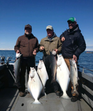 A nice limit of kings and halibut from Cook Inlet this May.